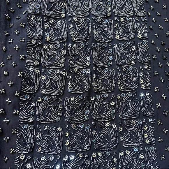 Tory Burch Silk Beaded Sequin Luxe Pleated Cocktail Dress in Navy Size 4 - Picture 11 of 16